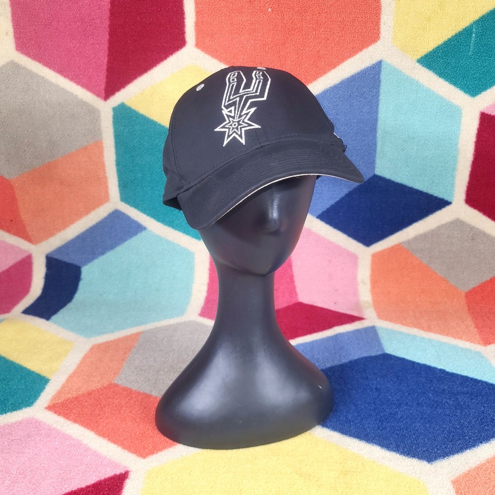 San Antonio Spurs Adidas Baseball Cap Black‎ White Logo Adjustable Strap